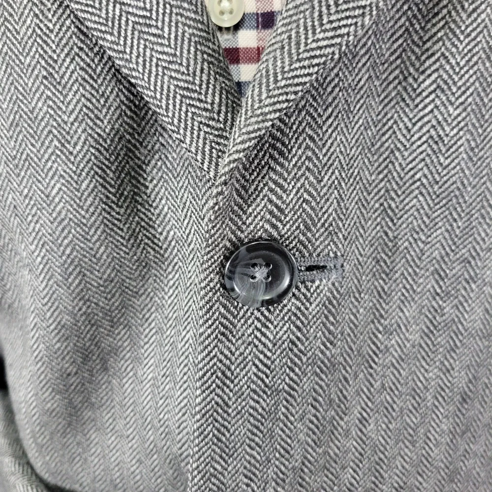 Stafford Essentials Men's Sport‎ Coat Blazer Three Button Gray Herringbone 44L